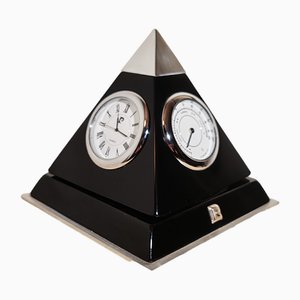 Horloge de Table Pyramide Noire par Gianfranco Ferrè, Italie, 1970s