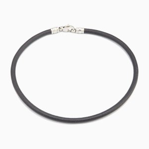 Black Leather Metal Necklace Choker from Bvlgari