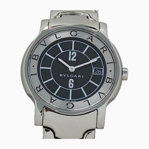 Solotempo Date Quartz Watch innStainless Steel & Silver Black Polished from Bvlgari