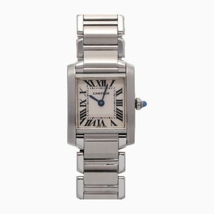 Weißes Zifferblatt Quarz Tank Francaise Uhr von Cartier