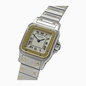 Santos Galbe SM Quartz Stainless Steel SS Gold Watch from Cartier