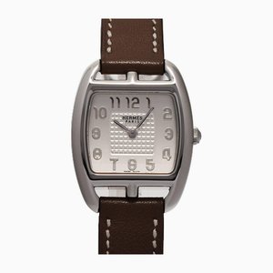 Capecot Double Tour Leather Quartz Silver Dial Watch from Hermes