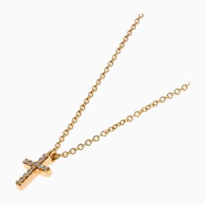 Pink Gold Metro Cross Diamond Necklace from Tiffany & Co.