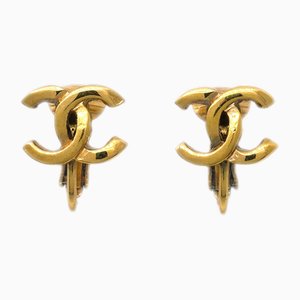 Goldene CC Clip-On Ohrringe von Chanel, 2 . Set