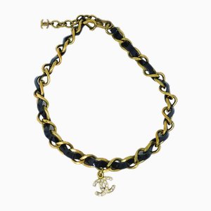Halskette mit CC Strasssteinen in Gold & Schwarz von Chanel