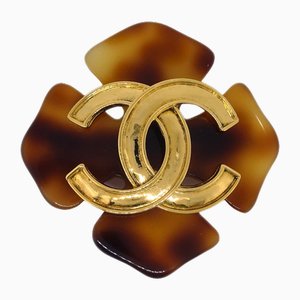 Braune Kleeblatt Brosche von Chanel