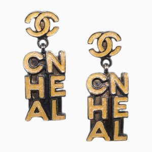 Beige Dangle Piercing Earrings from Chanel, Set of 2