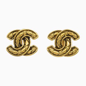 Pendientes de clip CC de oro de Chanel. Juego de 2