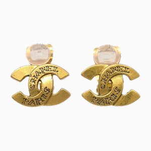 Gold CC Earrings Clip-on from Chanel, Set of 2