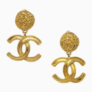 Gold Dangle Earrings Clip-on from Chanel, Set of 2
