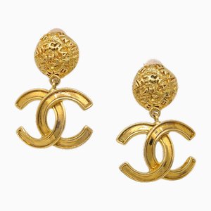 Gold Dangle Earrings Clip-on from Chanel, Set of 2