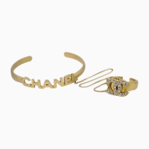 Rhinestone Bangle Chain Ring from Chanel
