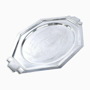 Art Deco Mirror Tray in Silver-Plating, France, 1930s
