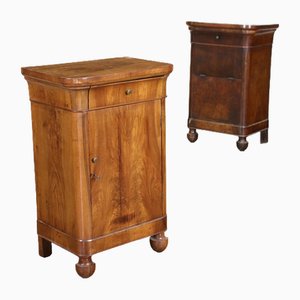 Charles X Bedside Tables in Walnut, Italy, 19th Century, Set of 2