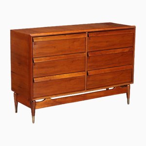 Vintage Chest of Drawers in Mahogany Veneer & Brass, Argentina, 1950s