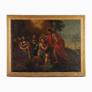 Italienischer Künstler, Die Taufe Christi, 1600er, Öl auf Leinwand, Gerahmt