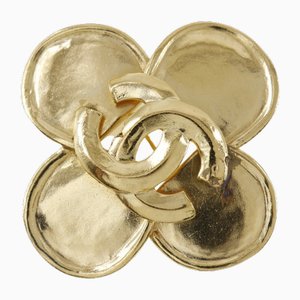 Gold Plate Clover Brooch from Chanel, Set of 2