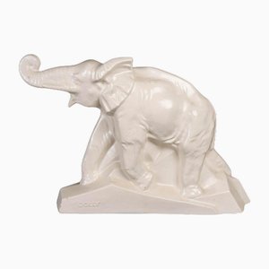 Cracked Earthenware Sculpture, Signed Lejan, the Elephant Dolly, 1930.