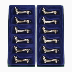Silver-Plated Dog-Shaped Knife Rests, 1980s, Set of 12