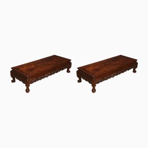 Chinese Hardwood Low Coffee Tables, Set of 2