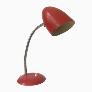 Lámpara de escritorio vintage roja, años 50
