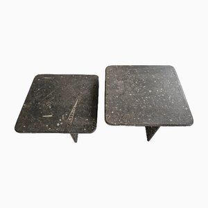 Nesting Tables in Fossil Stone in the style of Heinz Lilienthal, Germany, 1980s, Set of 2