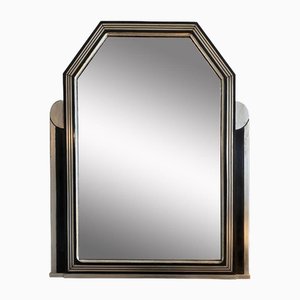 Dekorativer Art Deco Spiegel in Schwarz und Silber