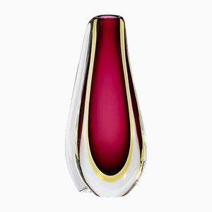 Mid-Century Italian Handmade Sommerso Murano Glass Vase, 1970s