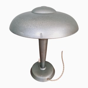 Bauhaus Gray/Green Metal Desk Lamp, 1930s
