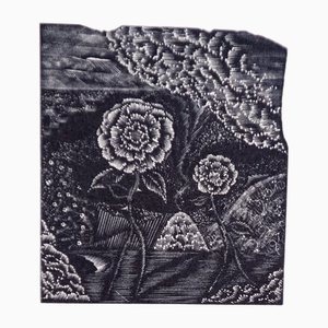 Grabados, flores, artista japonés, 1973. Juego de 2