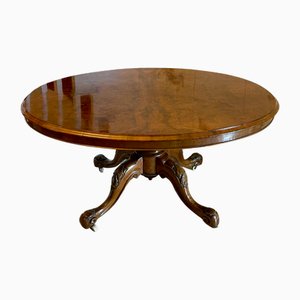 Victorian Oval Burr Walnut Dining Table, 1860s