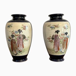 Antike japanische Satsuma Vasen, 1900, 2er Set