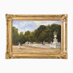 Jules Charles Rozier, Paisajes con parque, óleo sobre lienzo, siglo XIX, enmarcado