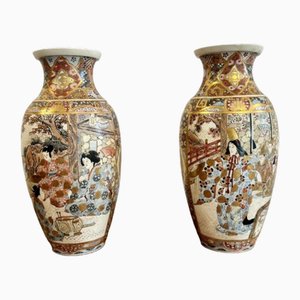Antique 19th Century Japanese Satsuma Vases, 1880, Set of 2