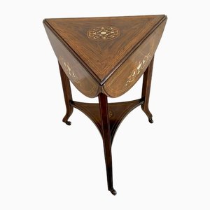 Edwardian Rosewood Inlaid Drop Leaf Centre Table, 1900s