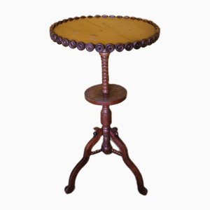 French Walnut Side Table on Tripod, Late 19th Century