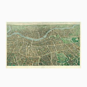 Antique Balloon View of London Map As Seen from Hampstead by John Henry Banks for Banks & Co. & Effingham Wilson, 1851