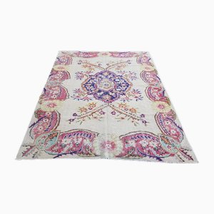 Großer türkischer Vintage Teppich in Beige, Rot & Blau, 1960er