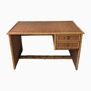 Vintage Bamboo and Rattan Desk / Dressing Table from Dal Vera, Italy, 1970s