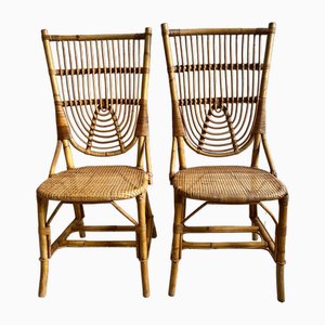 Chaises en Bambou attribuées à Adrien Audoux & Frida Minet, 1950s, Set de 2