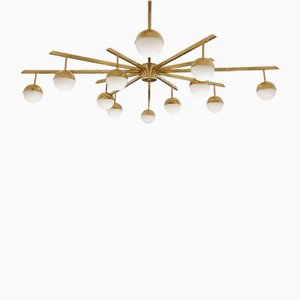 Ceiling Light in Brass and Opalina from Arredoluce