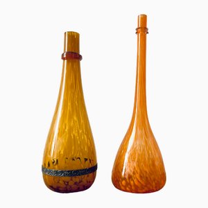 Botellas de cristal soplado de Murano, Italia, años 60. Juego de 2