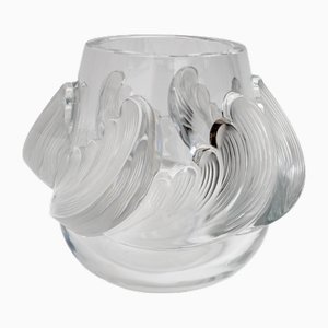 Art Deco Vagues Vase aus Kristallglas von Lalique, Frankreich, 1960er