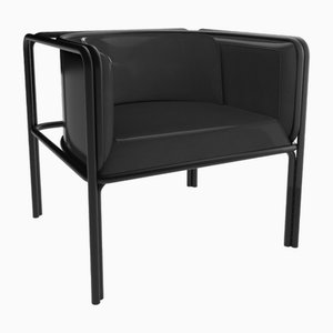Collector Az1 Armchair Black Leather and Black Metal by Francesco Zonca