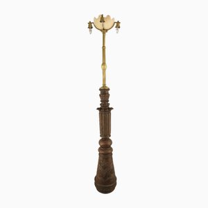 Large Foyer Floor Lamp in Wood and Bronze, Budapest, 1900s