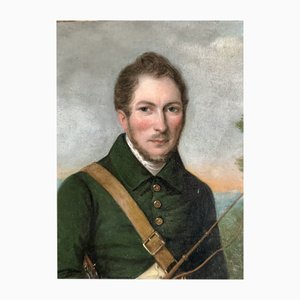 Portrait of a Gentleman Hunter, 1800s, Oil Painting, Framed