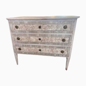 Italian Neoclassical Bleached Cherry Commode with Walnut Burl