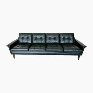 Mid-Century Danish Sofa in Buttoned Black Leather from Svend Skipper, 1970s