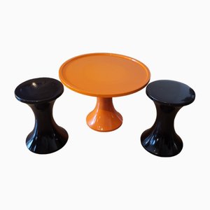 Tam Tam Table and Stool Set by Henry Massonnet for Stamp Nurieux, 1950s, Set of 3