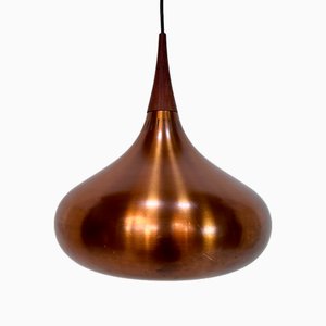 Early Model Orient / P2 Copper Hanging Lamp by Jo Hammerborg for Fog & Mørup, Denmark, 1963